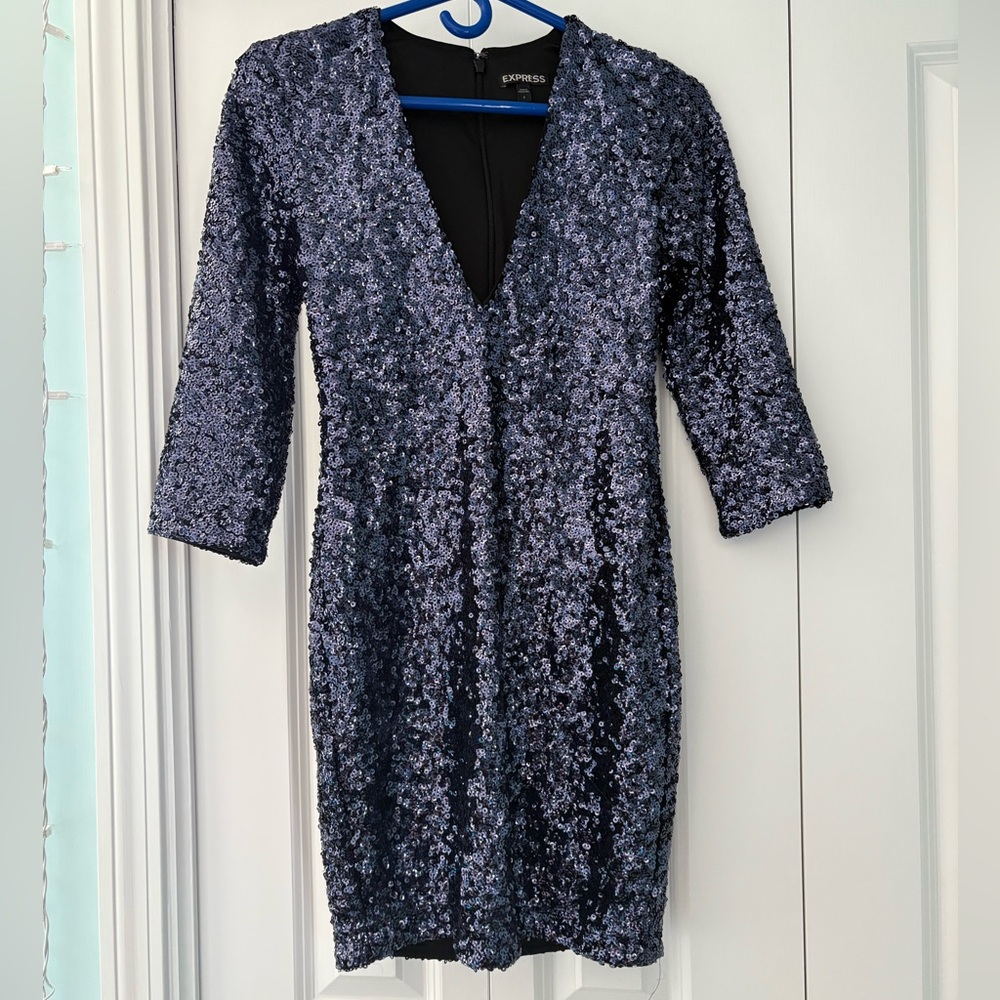 Express Midnight Blue Sequin Dress